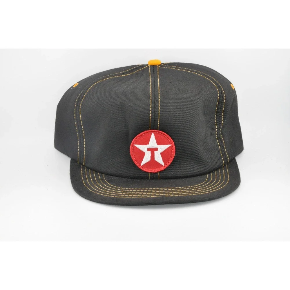 Texaco Snapback Hat OSFA Black Fair Vintage Star Logo Trucker Mesh Cap